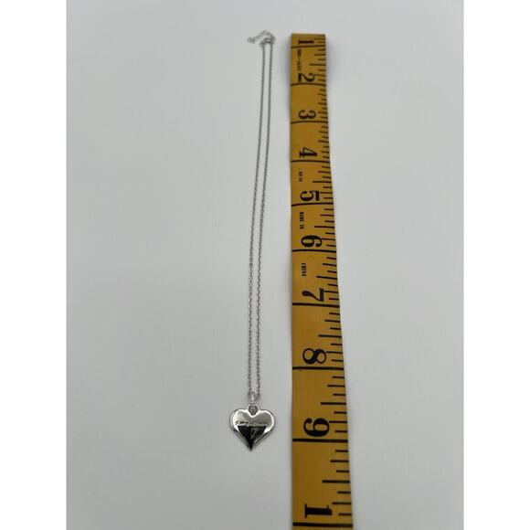 Sterling Silver 925 Shiny Heart Necklace 16” Chain Boxed Gift Engraved - Picture 6 of 9